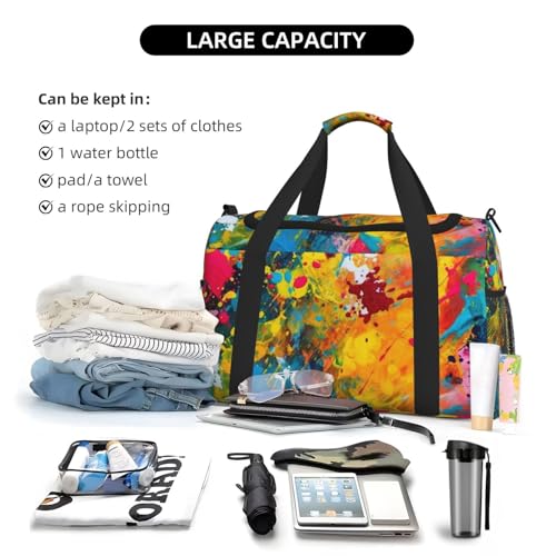 Travel Duffel Bag Lightweight Waterproof Carry On Tote Bag Foldable Weekender Overnight Bags Colorful Abstract Painting Sport Gym Bag For Women Men4