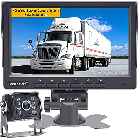 LeeKooLuu AHD Backup Camera Kit with 7 Inch Touch Key Screen for Trucks,Trailers,Tractors,Vans,Campers,Motorhomes Single Power Rear View System,IP69K Waterproof Camera Guide Lines ON/Off Cover