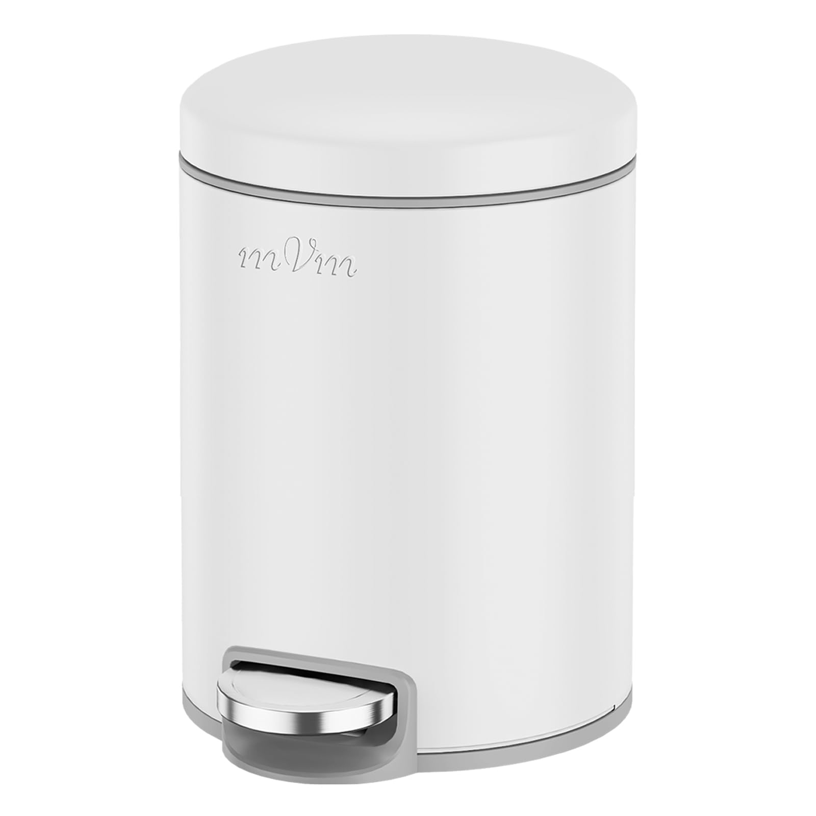 mVm 12L Kitchen Bin, Stainless Steel Bin with Lid, Pedal Bin, White