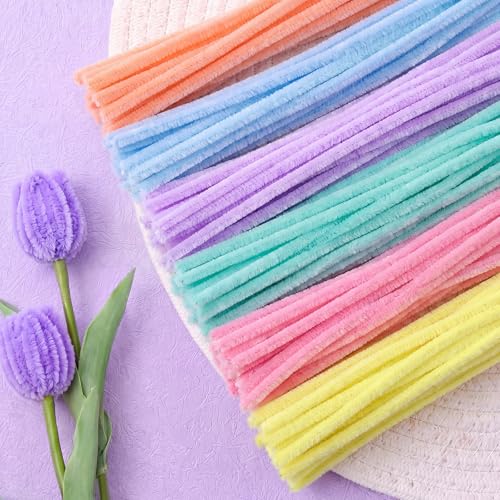 Image of Peryiter 500 Pcs Pipe Cleaners for DIY Flower Bouquets, Chenille Stems for Graduation Bouquet Crafts, Fuzzy Sticks for Handmade Flowers, DIY Gift, Art Projects(Macaron,12 Inch)