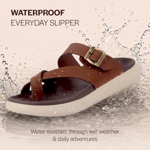 Image of FAUSTO Men Toe Ring Criss Cross Buckle Strap Side Stitched Waterproof Summer Slip On Sandals|Comfort Sole|Lightweight Slippers for Rainy Monsoon Season