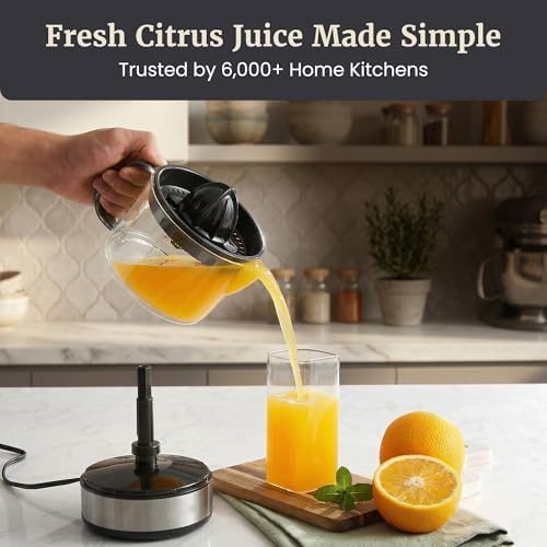 Elite Gourmet ETS623 BPA-Free 40-Watt Electric Citrus Juicer, Compact, Large Volume, Pulp Control, Oranges, Lemons, Limes, Grapefruits with Easy Pour Spout, 24oz, Black/Stainless Steel - 5