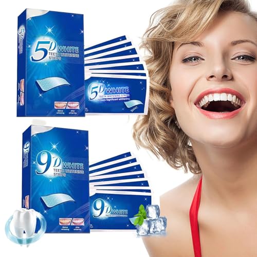 Generic 28Pcs Teeth Whitening Strips Kit, 9D & 5D Whitening Strips, Mint Flavor, 2 Count, Effective Stain Removal, Convenient At-Home Use, Safe for Sensitive Teeth