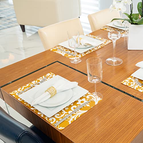 Paper Placemats Disposable Gold Damask - Square Pattern Party Placemats 30 Sheets Per Pad Made In Usa #TOP5