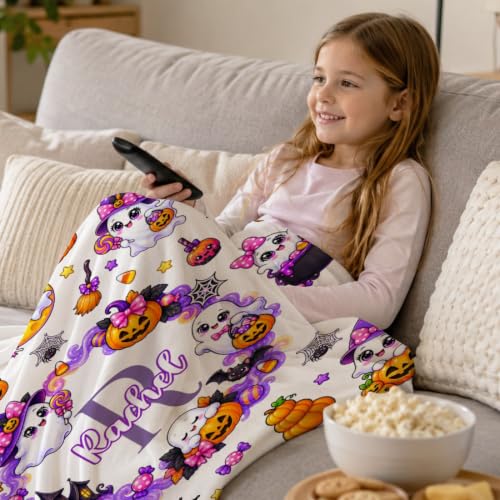 Personalized Baby Blanket for Girls,Custom Halloween Blanket with Name - image 3