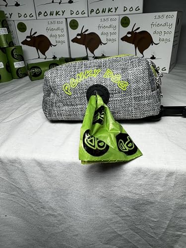 Ponky Dog Poo Bag Dispenser and treat pouch, Gray and Green