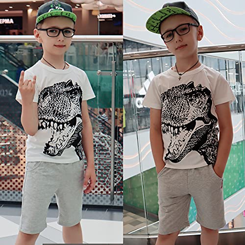 Image of Toddler Boy Clothes Cartoon Cotton Summer Short Sleeve T-Shirt and Shorts Kids Outfit Set 2-7 Year