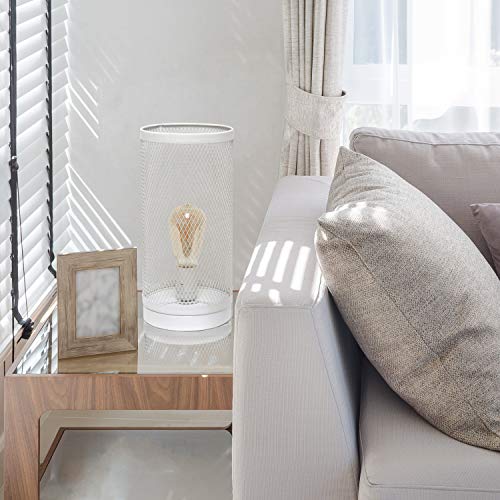 Lámpara de Mesa de Acero Cilíndrica Blanca miniatura 4