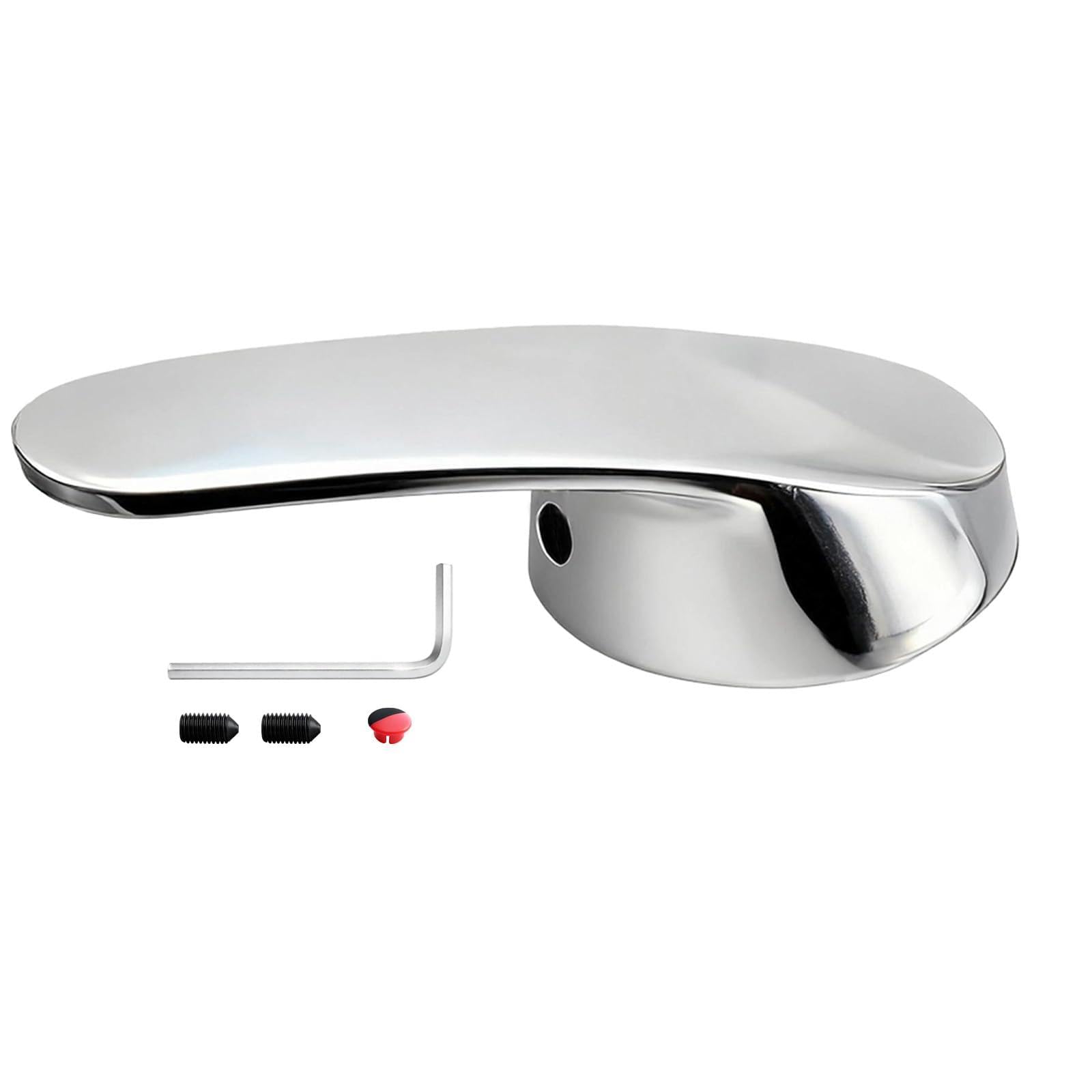 Maniglia per Rubinetti con Pulsante di Colore Caldo Freddo 40 mm, Compatibile con Sistemi di Acqua Calda e Fredda, in Lega di Zinco, per Cucina e Bagno, Design Elegante - Argento