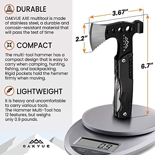 Oakvue Axe Multitool – 12 In 1 Axe Tool For Hiking And Camping – Practical And Compact Camping Multitool – Multitool With Screwdriver, Bottle Opener #TOP4