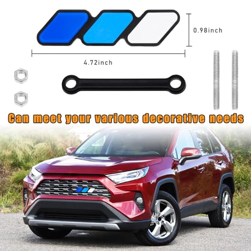 povtii Tri-Color Grille Decor Badge, Personalized Creative Grille Insert Trims, Front Grille Decoration Compatible with 4 Runner Highlander RAV4, Exterior Car Accessories (Style E) - Thumbnail 2