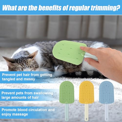 Image of 3pcs Cat Tongue Combs, Double Sided Cat Grooming Tongue Brush with Comfort Grip Handle Cat Tongue Licking Hair Comb Pets Shedding Brush for Grooming Hairballs & Keeping Clean
