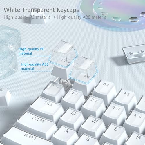 Womier Keycaps - Jelly Keycaps White 60 75 100 Percent, Crystal Shine Through Custom Key caps Set, 118 Keys OEM Profile for 61/68/84/87/98/100 Cherry Gateron MX Mechanical (Backlit White)