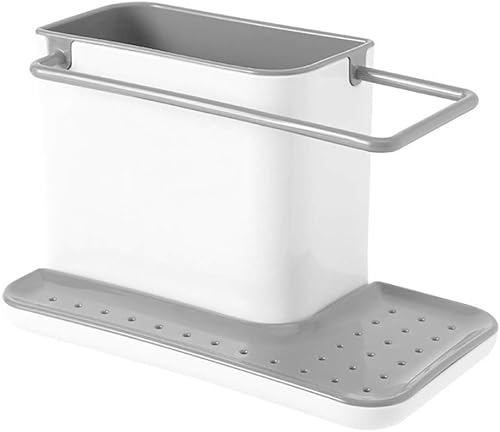 Acykroyee Soporte de esponja 3 en 1 para fregadero, organizador resistente para cubiertos de encimera, soporte para utensilios de cocina, soporte