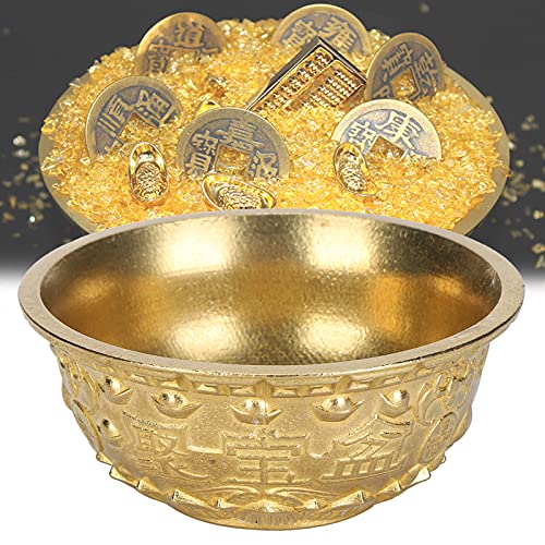 Ladieshow Brass Treasure Bowl Feng Shui Ornaments Wealth Good Lucky Porsperity Bowl Craft Collectible Figurines Home Office Decorations Gift for Friends