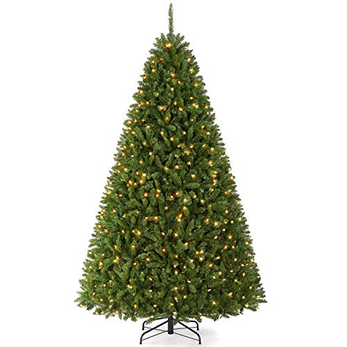 Yaheetech Premium Pre-lit Douglas Full Fir Ultra-Thick Spruce Christmas Tree with 700 Incandescent Warm White Lights and 2326 Branch Tips, Prelighted Xmas Tree with Foldable Stand, 7.5ft