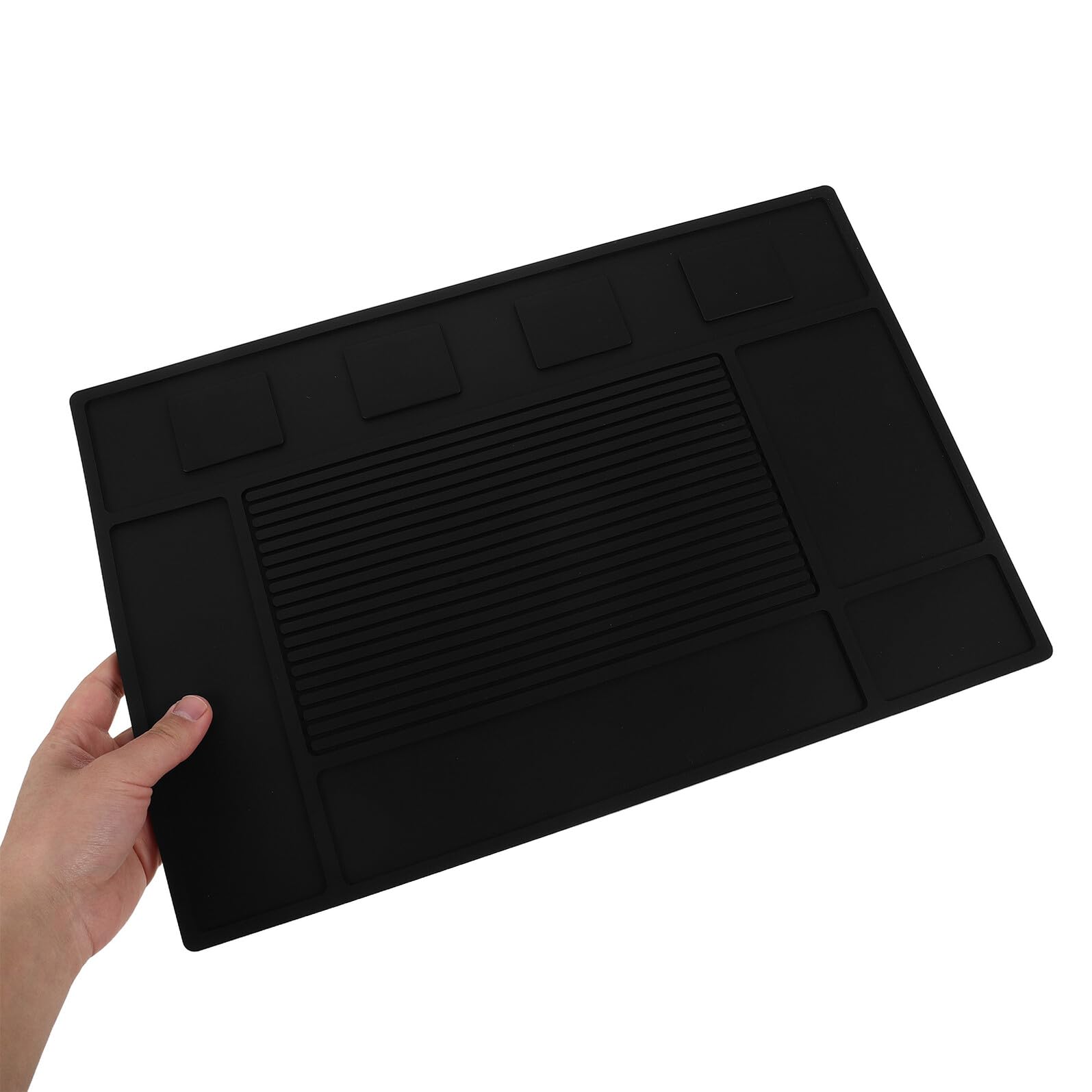 Tappetino Magnetico Antiscivolo per Scomparti per Forbici e Taglierini, in Pvc Nero per Postazione Salone