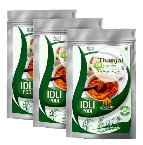 Thanjai Organics South Indian Idly Podi | Authentic South Indian Flavor | Versatile for Idli, Dosa, or Rice | Home Made Taste | 100% Natural, No Preservatives (Pack of 3)