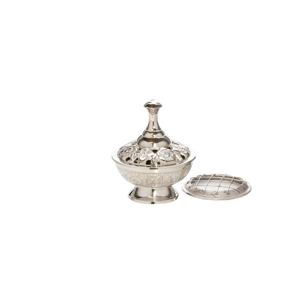 NKlaus Incense Burner silver Handmade Incense Burner with grid for incense Deco small 1530