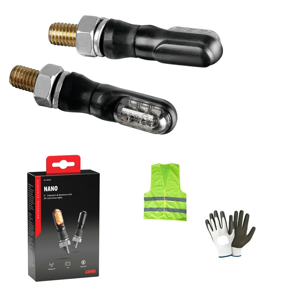 COMPATIBILE CON APRILIA PEGASO 125 FRECCE A LED NANO MICRO FRECCIA NERA PER MOTO OMOLOGATE COPPIA DI INDICATORE DI DIREZIONE LENTE FUMÈ LUCE ARANCIO 35X18MM
