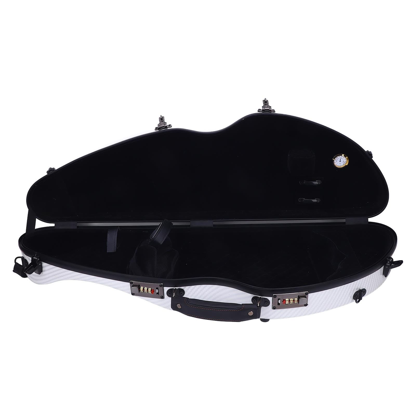 Walfront Estuche Rígido para Violín de Tamaño Completo 4/4, Carcasa Triangular de Fibra de Carbono con Cierre para Higrómetro, 2 Soportes para, Correa Doble para Violín /, 3/, 1/2 y