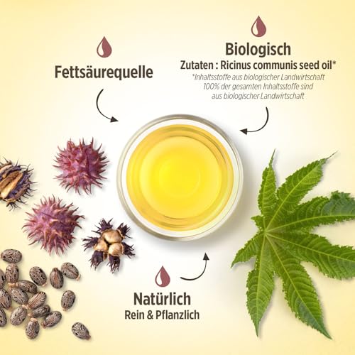 Rizinusöl Bio 900 ml - 100% Rein, Natürlich und Kaltgepresst - Wimpern, Augenbrauen, Haare, Bart, Nägel