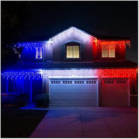 Russell Decor Icicle Lights with Snowflakes Curtain Lights with Remote Color Changing for Patio Porch Roof Party Wedding Indoor Outdoor Decoration (Snowflakes 20ft ×2ft RGB) Cover