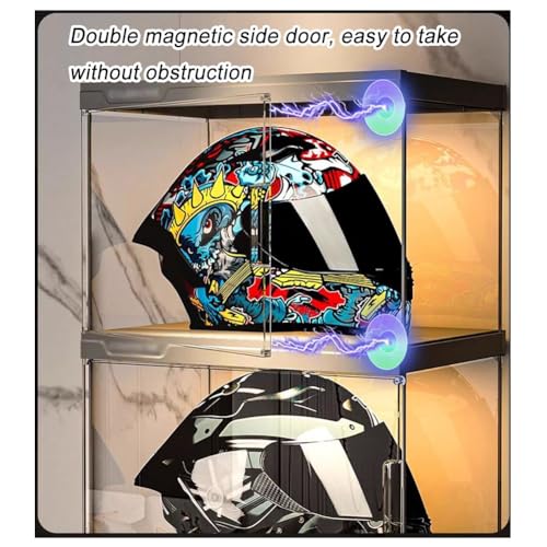 Witryna na kaski motocyklowe, plastikowe pojemniki do przechowywania z magnetyczną pokrywką, organizer na przedmioty kolekcjonerskie i figurki (9 szt., 120 x 30 x 94,1 cm)