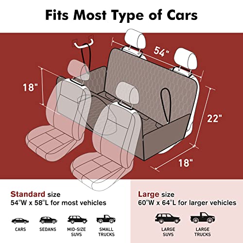 Dog Car Seat Cover for Back Seat, 100% Waterproof 600D Scratchproof Back Seat Cover for Dogs, Dog Hammock with Mesh Window for Cars Trucks and SUV
