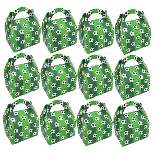 Garneck Cajas de Dulces para Fiestas de Fútbol, 50 Unidades, Papel Decorativo Diseño de Balón Verde, Caja de Embalaje Compacta para Regalos y Celebraciones de Cumpleaños