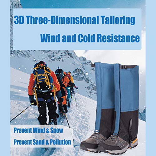 NOTHER SAYW Leg Gaiters Waterproof Snow Boot Gaiters, Adjustable Breathable Warm Fleece Leg Shoe Gaiters for Men Women Outdoor Snowshoeing, Hiking, Hunting, Ice Climbing, Skiing (Blue)