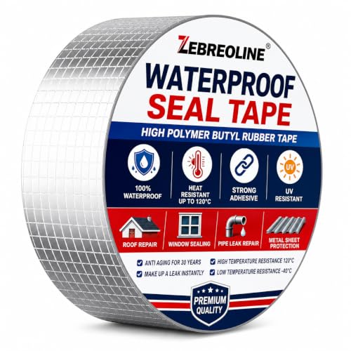 Image of Waterproof Roof Leak Repair Tape, Heavy Duty Aluminium Foil Butyl Seal Tape, Self Adhesive Leakage Solution for Water Tank, Pipe, Terrace, Wall Crack, Window Gap & Roof Sealing(FOIL TAPE)
