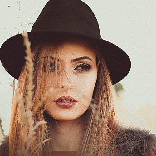 DRESHOW Women Classic Felt Fedora Wide Brim Floppy with Belt Buckle Panama Hat3