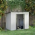 Outsunny 8' x 4' Metal Lean to Garden Shed, Outdoor Storage Shed, Garden Tool House with Double Sliding Doors, 2 Air Vents for Backyard, Patio, Lawn, White