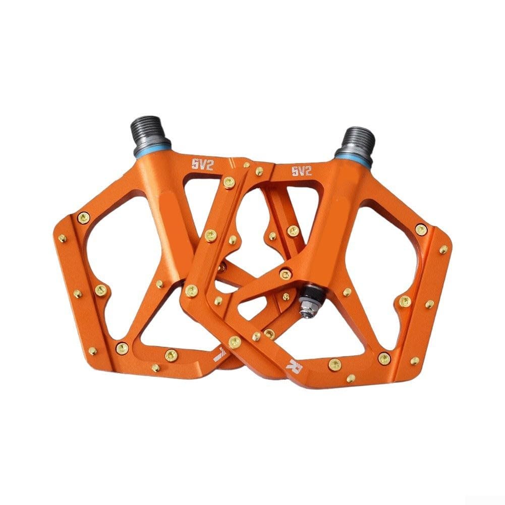 Honseadek Pedals With Sealed Bearings, Anti-Slip Pins, Aluminum Alloy Platform For Mountain Bike, Left Right Marked, Includes Hex Wrench(orange)