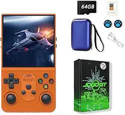 Console de videogame retrô R36S GT, 64 GB, sistema Arkos 2.0, Tela de 4,0 polegadas,15.000 jogos integrados, brinquedo retrô perfeito para meninos,video game portatil,console portatil (cor laranja)