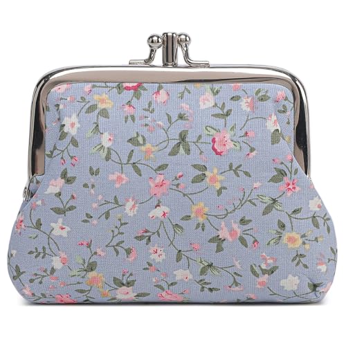 Image of Cute Floral Buckle Coin Purses Vintage Pouch Kiss-lock Change Purse Wallets