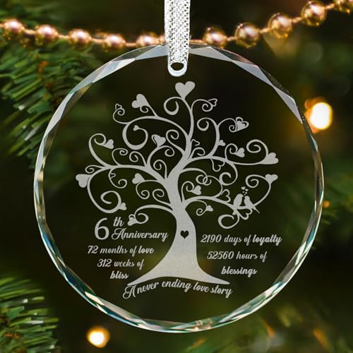 Iron 6th for Him Her, 6 Year Marriage, 6th Anniversary Ornament 2024 for Couples Her Him, Happy 6th Anniversary Christmas Ornaments