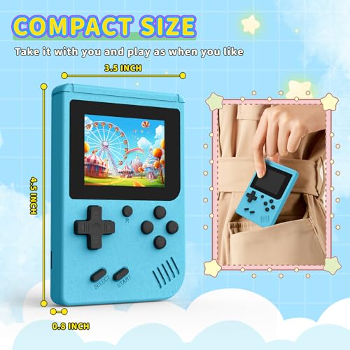 Image of Portable Video Game Console Built-in 400 Video Games, Plug and Play Retro Handheld Emulator with 3.0 Inch Screen, Mini Travel Retro Gaming Consle, Lake Blue