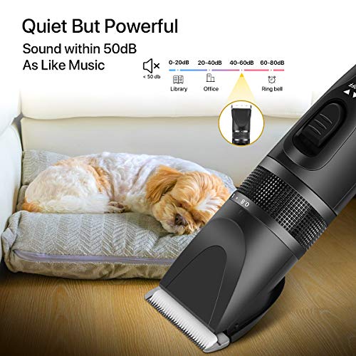 RegeMoudal Dog Clippers Professional Dog Grooming Kit Cordless Pet Grooming Clippers Quiet Dog Trimmer Rechargeable Pet Hair Clippers with 4 Comb Guides, 1 Nail Clippers for Thick Coats Dogs Cats Pets - Thumbnail 2