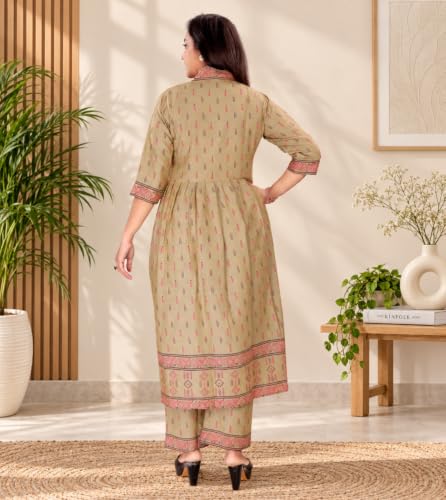 Image of Momenta Women's Pure Cotton Maternity Kurta Set | Feeding Kurti with Concealed Zippers | Maternity Dress for Pre & Post Pregnancy