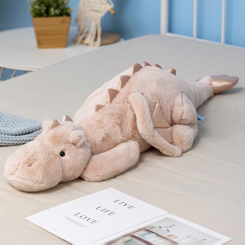 Little Weighted Dragon Stuffed Animal 27.6" 2Lbs, Small Pink Weighted Plush Dragon Toy for Kids and Adults(2025 Weighted Version)