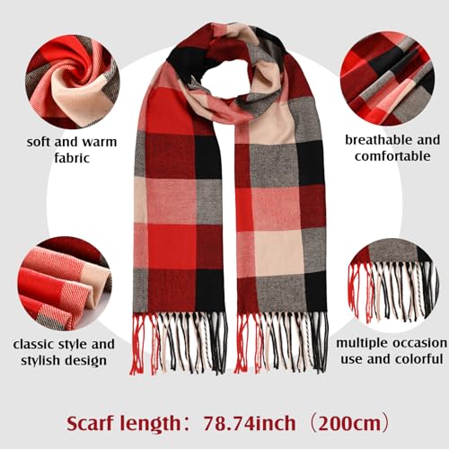 Suhine 12 Pcs Women Men's Scarf Bulk Winter Warm Shawls and Wraps Soft Large Solid Color Plaid Scarf and Wraps Tassel Edge 13.7 x 78.7 Inch2
