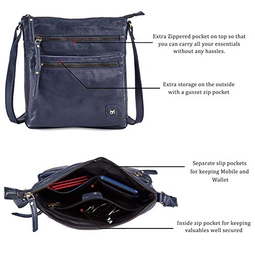 Image of Wise Owl Accessories Real Leather Small Crossbody Handbags & Purses for Women -Premium Crossover Over the Shoulder Bag