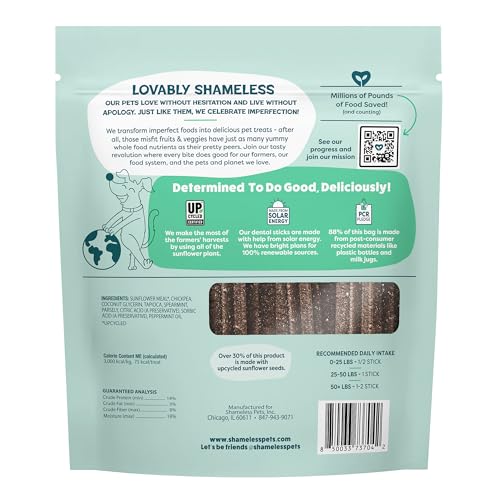 Image of Shameless Pets Triple Mint Dental Chews for Dogs, 32 Chews - Natural Dog Teeth Cleaning Treats with Fresh Breath Benefits | Grain-Free Dental Sticks for Small, Medium & Large Dogs