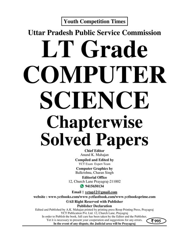 Image of Youth Competition Times UPPSC LT Grade Assistant Teacher Computer Science Chapterwise Solved Papers 2026, 5940+ Objective Questions, Based on New Syllabus