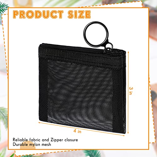 Image of Jexine 30 Pcs Mini Zipper Mesh Bags 4 inch x 3 inch Nylon Coin Pouch, Black