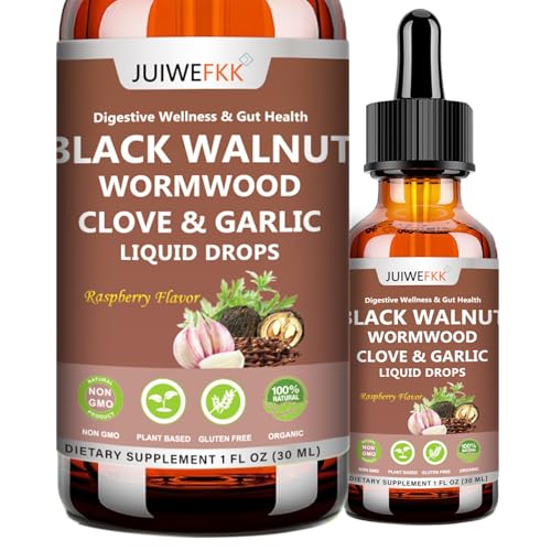 Wormwood Black Walnut Clove for Humans Tincture Advanced 8-in-1 Gut Cleanse Detox & Digestive Well -ness w. Garlic Pumpkin Seeds Soursop Oregano Plantain 10:1 Extract Liposomal Tech 98% Absorption