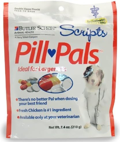 Butler Scripts Pill Pals for Dogs & Cats - Sized for Larger Pills - Chicken Flavor Treats