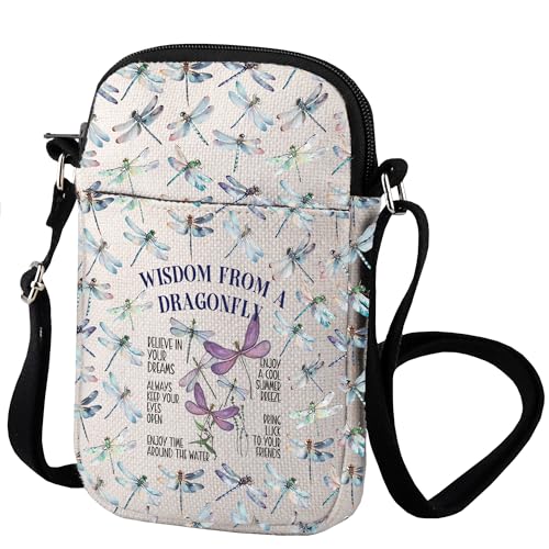Zuo Bao Bolso cruzado para amantes de la libélula, bohemio, mosca de dragón, regalo para amantes de la naturaleza, regalo de aliento espiritual, libélul, Libélula, INCH